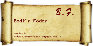 Boér Fodor névjegykártya